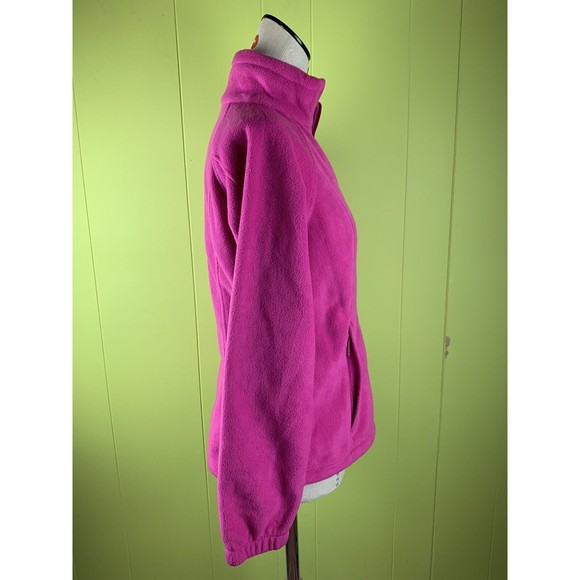 Columbia Fleece Jacket Womens Small S Pink Full Zip Mock Neck Sweatshirt Pockets - Picture 2 of 10